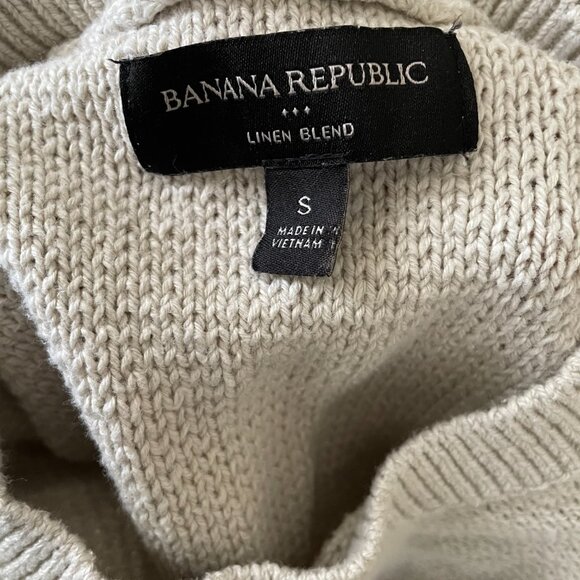 Banana Republic Linen Blend Sweater, Textured Knit, Neutral Beige, Size S - Picture 4 of 5